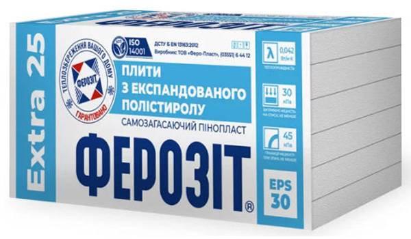 Пінопласт ФЕРОЗІТ 25 EXTRA EPS-30 